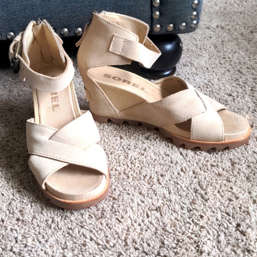 Sorel Joanie II Cream Wedge Sandals